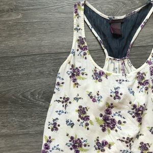 Fire Los Angeles Purple Floral Racerback Tank Top